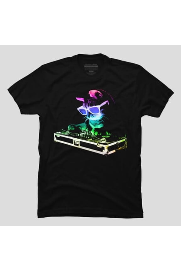 House Cat Rainbow DJ Kitty Funny Music, H15317 Unisex T-Shirt, Up to 5XL Available
