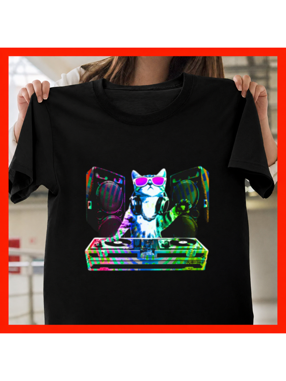 House Cat That DJ Kitty Electronic Dance Beats Music Pet Unisex T-Shirt, up to size 5XL