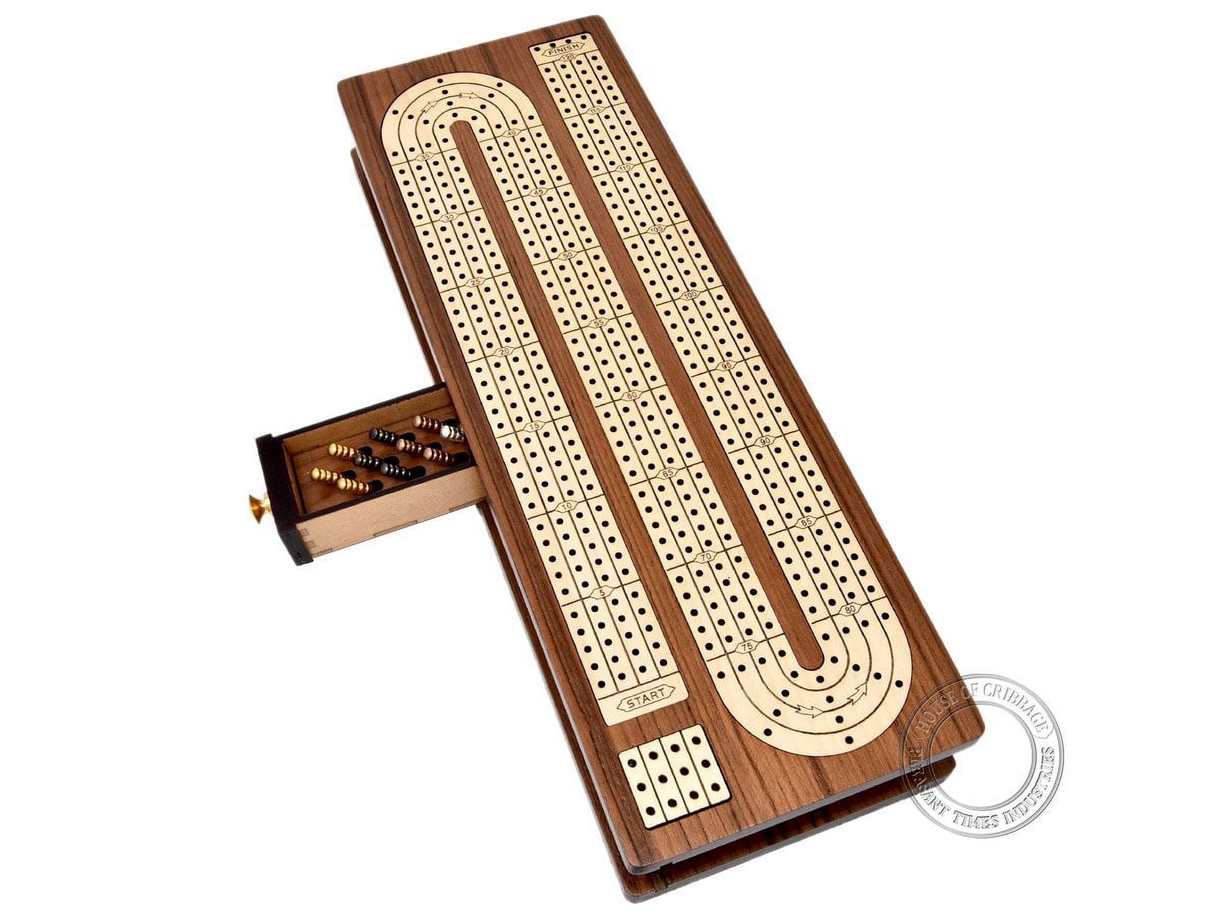 House of Cribbage YPF5 Continuous Cribbage Board Inlaid in Teak Wood