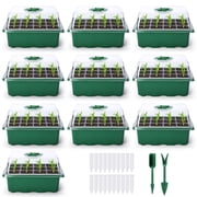 House Day 12 Cell Seed Starter Trays with Humidity Dome & Base, Plant Germination Kit (10 Pack)