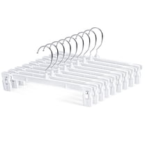 Cozymood Pants Hangers, 10 Pack Skirt Hangers Space Saving, 12 inch Non Slip Plastic Bottoms Hangers with Clips, Clips Hangers for Shorts, Skirt, Bottoms, Jeans