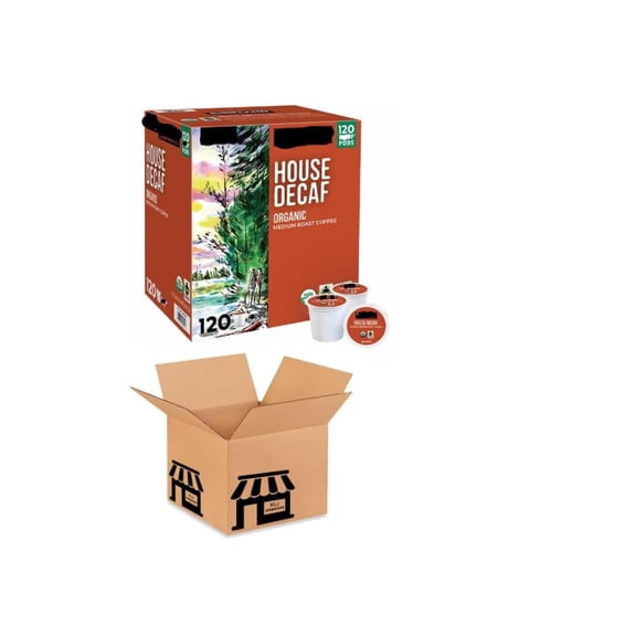 House Decaf Organic Medium Roast Coffee K' Cups - 120 Count Value Box Coffee Pods (Packaging May Vary) By KLS