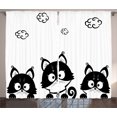 thumbnail image 1 of Ambesonne Black White Curtains 2 Panel Set, 3 Kittens, 108" x 84", Black and White, 1 of 3