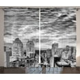 thumbnail image 1 of Ambesonne Landscape Curtains 2 Panel Set, New York Skyscraper, 108" x 90", Black White, 1 of 3