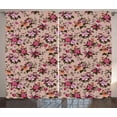 thumbnail image 1 of Ambesonne Flower Curtains 2 Panel Set, Floral Pattern with Rose, 108" x 84", Tan Pink Dark Green, 1 of 3