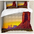 thumbnail image 1 of House Decor Queen Size Duvet Cover Set, Sunset in Famous Grand Canyon Archaic Natural Wonders of World Heritage Photo, Decorative 3 Piece Bedding Set with 2 Pillow Shams, Red Yellow, by Ambesonne, 1 of 3