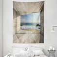 thumbnail image 1 of House Decor Wall Hanging Tapestry, Empty Modern Lounge Area With Large Window And View Of Sea Waves Rocks, Bedroom Living Room Dorm Accessories, 60 X 80 Inches, by Ambesonne, 1 of 1