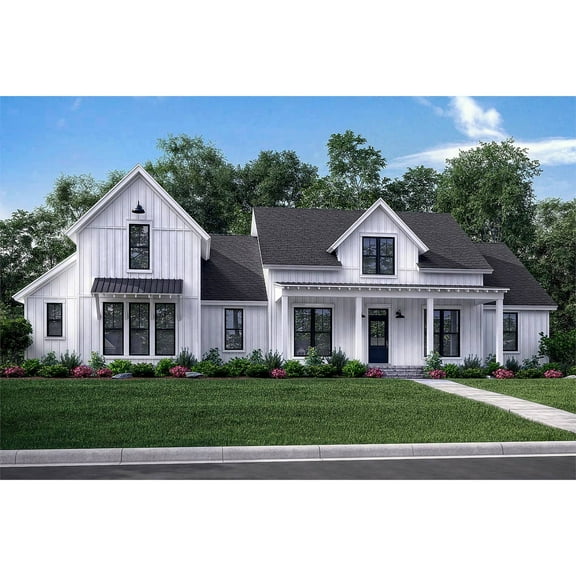 The House Designers: THD-9296 Builder-Ready Blueprints to Build a Split-Bedroom Country Ranch Plan with Coffered Dining Room and Crawlspace Foundation (5 Printed Sets)