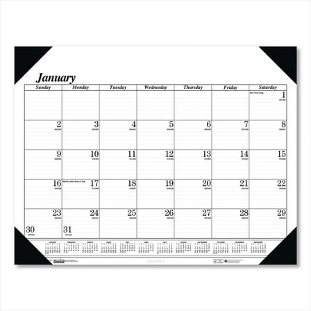 House of Doolittle 124-02 22 in. x 17 in. 12-Month (Jan-Dec) 2026 Recycled One-Color Refillable Monthly Desk Pad Calendar - White/Black
