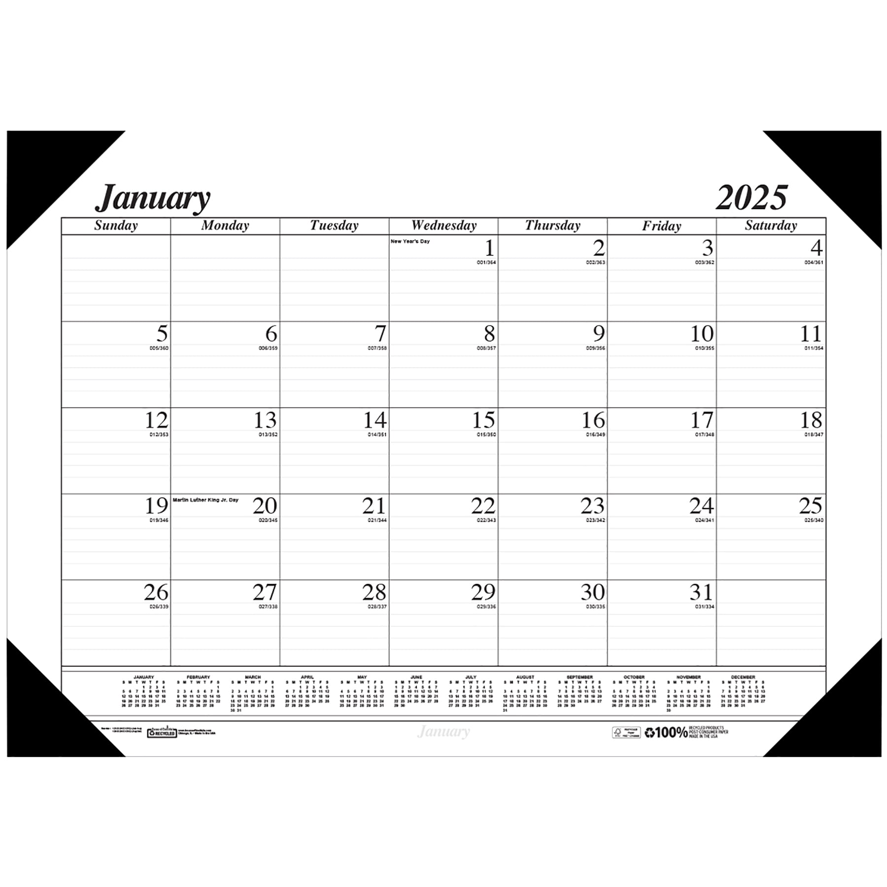 House of Doolittle Academic Economy Desk Pad, 12 months, January-December