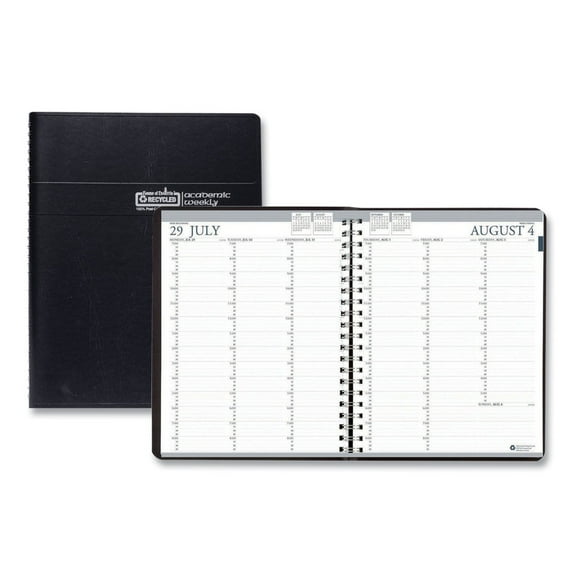 House of Doolittle 2572-02 11 in. x 8.5 in. 12-Month (Aug 2025 to July 2026) Academic Year Recycled Professional Weekly Planner - Black Soft Cover