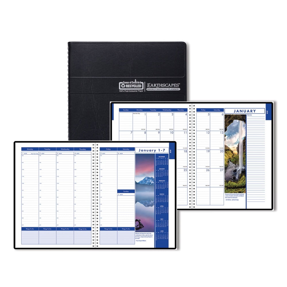 2025 House of Doolittle Earthscapes 8.5" x 11" Weekly & Monthly Planner Leatherette Cover Black