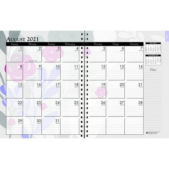House of Doolittle Academic Wild Flower Weekly/Monthly Planner - Academic - Julian Dates - Monthly, Weekly - 1 Year - August till July - Leatherette, Paper
