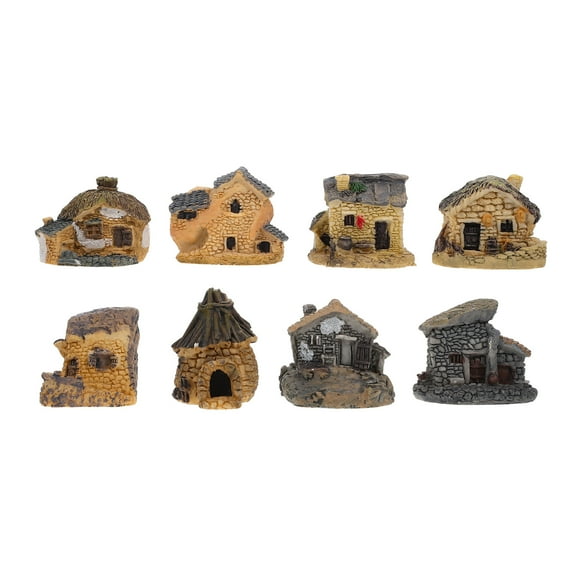 Tineasur Fairy Garden Stone House Premium Craftsmanship Ornament 8Pcs