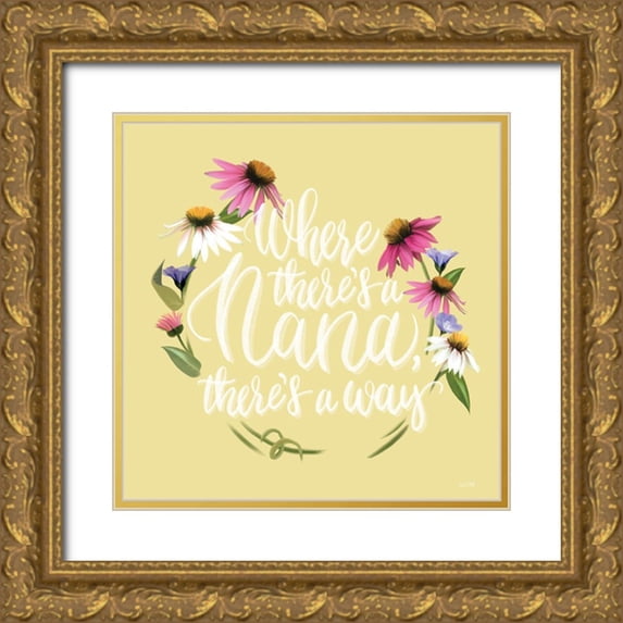 House Fenway 12x12 Gold Ornate Wood Framed with Double Matting Museum Art Print Titled - Where Theres a Nana