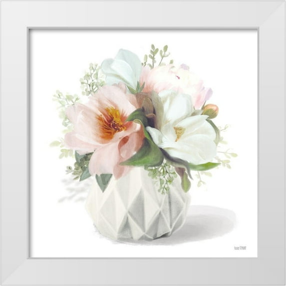 House Fenway 12x12 White Modern Wood Framed Museum Art Print Titled - Posies in Pink