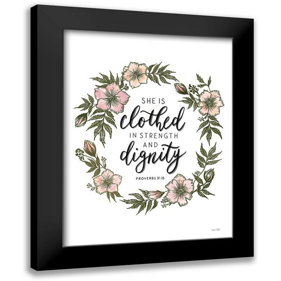 House Fenway 12x14 Black Modern Framed Museum Art Print Titled - Floral She is Clothed