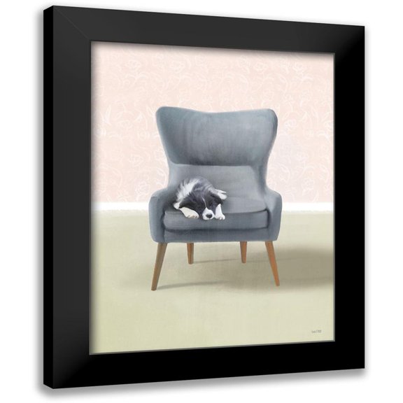 House Fenway 12x14 Black Modern Framed Museum Art Print Titled - Nap Time Collie Pup