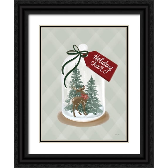 House Fenway 12x14 Black Ornate Wood Framed with Double Matting Museum Art Print Titled - Holiday Cheer Snow Globe