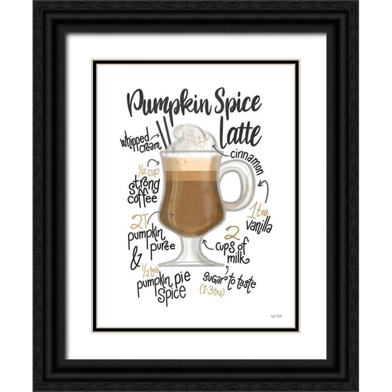 House Fenway 12x14 Black Ornate Wood Framed with Double Matting Museum Art Print Titled - Pumpkin Spice Latte