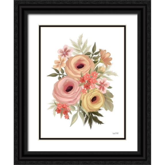 House Fenway 12x14 Black Ornate Wood Framed with Double Matting Museum Art Print Titled - Rosey Ranunculus