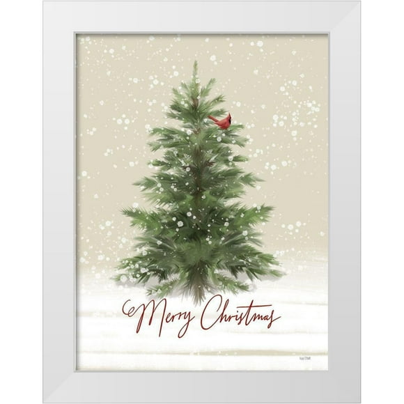 House Fenway 12x14 White Modern Wood Framed Museum Art Print Titled - Woodland Merry Christmas