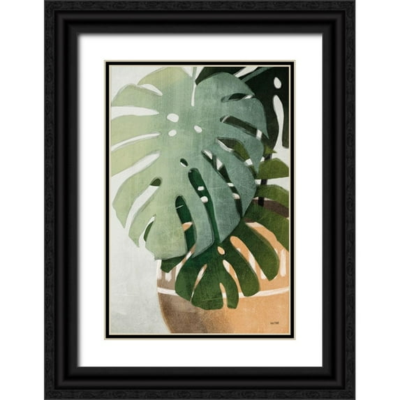 House Fenway 13x18 Black Ornate Wood Framed with Double Matting Museum Art Print Titled - Monstera Leaves