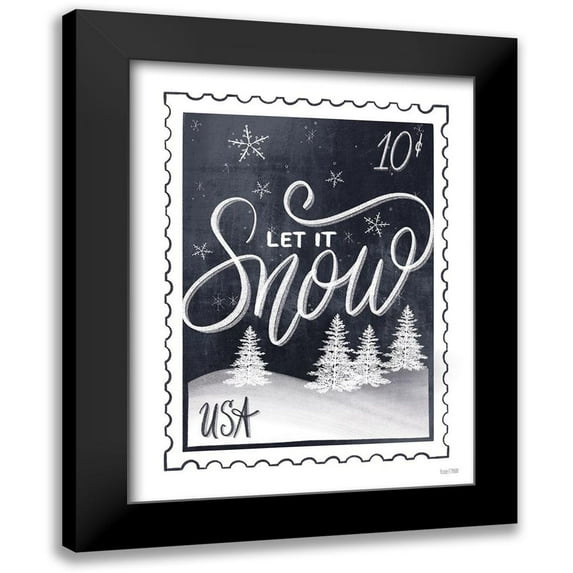 House Fenway 15x18 Black Modern Framed Museum Art Print Titled - Christmas Stamp Let It Snow