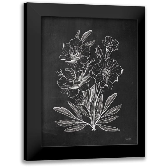 House Fenway 15x18 Black Modern Framed Museum Art Print Titled - Vintage Chalkboard Flowers