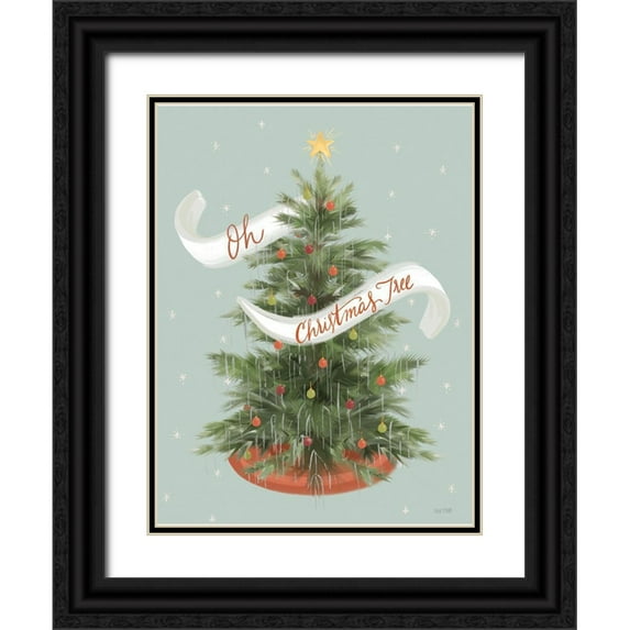 House Fenway 15x18 Black Ornate Wood Framed with Double Matting Museum Art Print Titled - Oh Christmas Tree