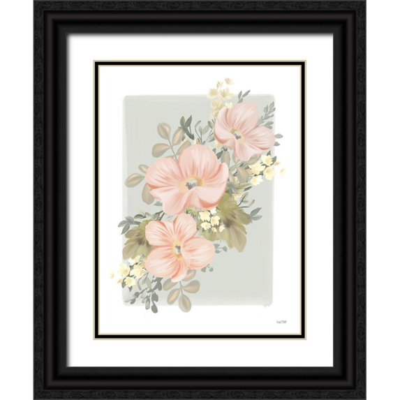 House Fenway 19x24 Black Ornate Wood Framed with Double Matting Museum Art Print Titled - Pink Poppy Sprig