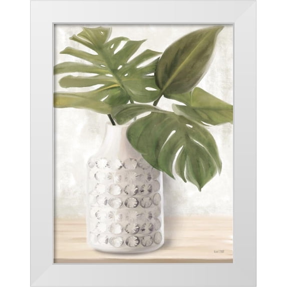 House Fenway 19x24 White Modern Wood Framed Museum Art Print Titled - Ivory Monstera Stem