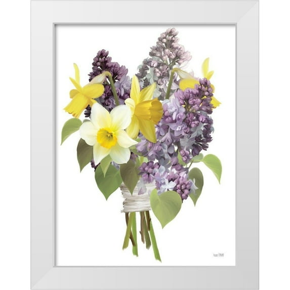 House Fenway 19x24 White Modern Wood Framed Museum Art Print Titled - Lilacs and Daffodils