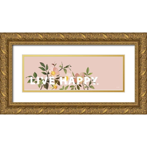House Fenway 24x11 Gold Ornate Wood Framed with Double Matting Museum Art Print Titled - Live Happy