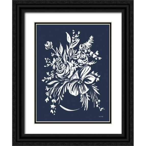 House Fenway 25x32 Black Ornate Wood Framed with Double Matting Museum Art Print Titled - Blues in Blossom I