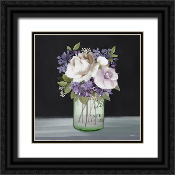 House Fenway 26x26 Black Ornate Wood Framed with Double Matting Museum Art Print Titled - Lilac Mason Jar Floral