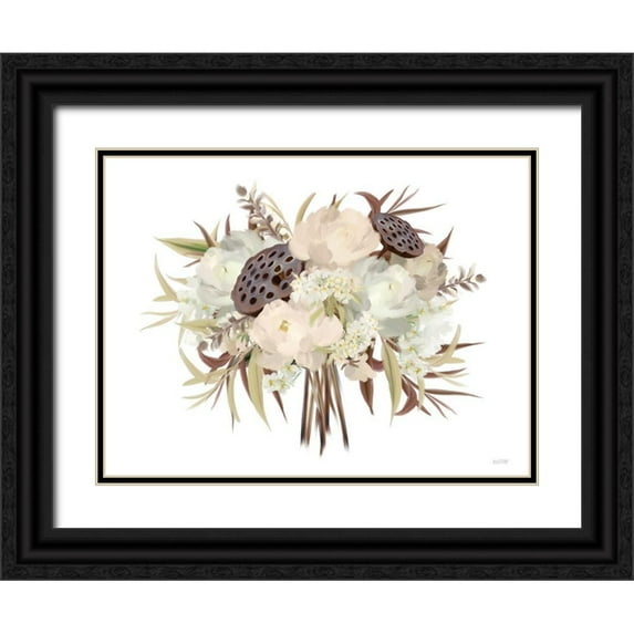 House Fenway 32x25 Black Ornate Wood Framed with Double Matting Museum Art Print Titled - Autumn Boho Bouquet