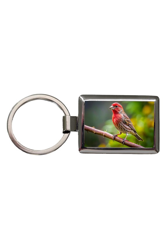 House Finch Backyard Bird Metal Rectangle Keychain