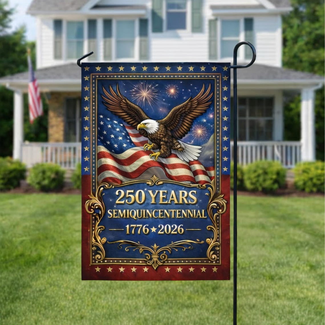 House Flag America 250th Semiquincentennial 250th Anniversary USA Eagle ...