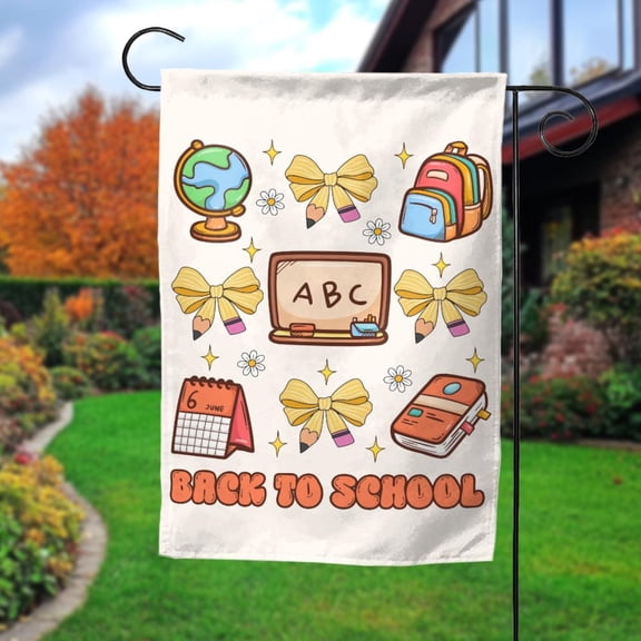 House Flag Back To School Teacher Welcome Classroom First Day Porch Decoration, 28x40 POLE NOT INCLUDED