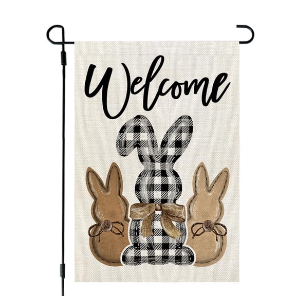 House Flag Bunny Rabbits Flag, Welcome Holiday Outdoor Decoration Flag, 28x40 POLE NOT INCLUDED