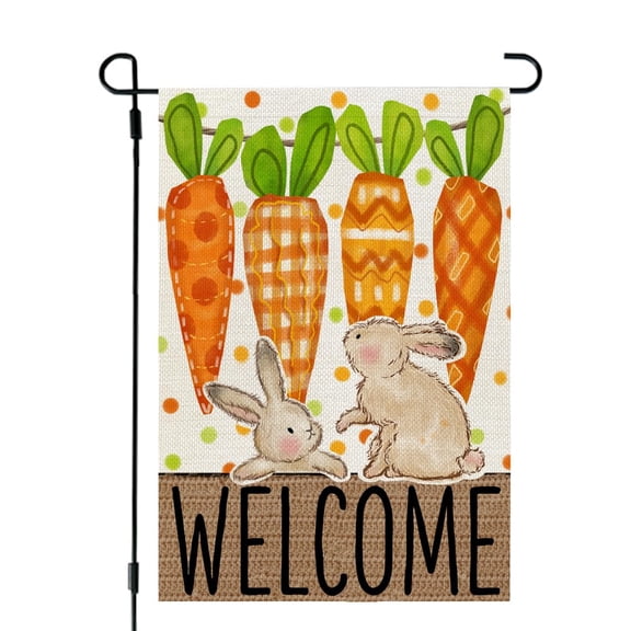 House Flag Carrots Bunny Flag Outdoor Seasonal Holiday Decoration, 28x40 POLE NOT INCLUDED