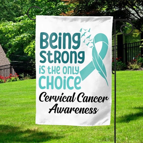 House Flag Cervical Cancer Awareness Teal Ribbon January Survivor Support Decor, 28x40 POLE NOT INCLUDED