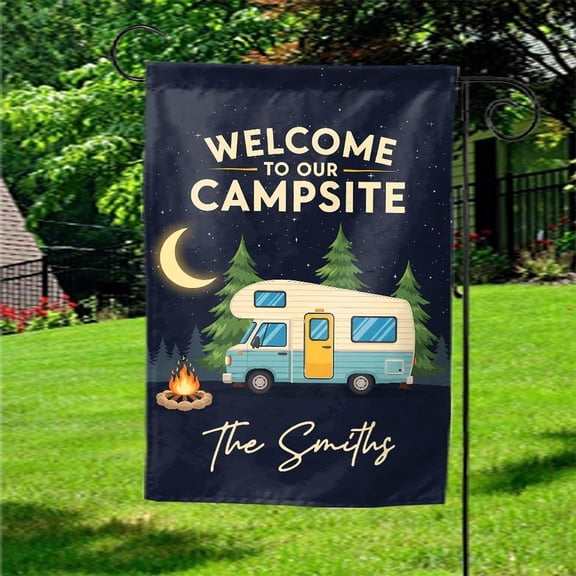 House Flag Custom Family Camping Flag Personalized RV Name Camper Outdoor Campsite Decor V275, 28x40 POLE NOT INCLUDED