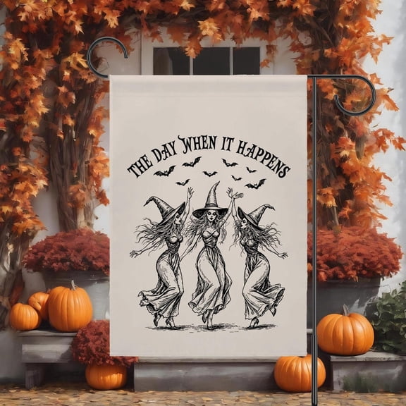 House Flag Dancing Witches Flag Autumn and Winter Holiday with Mystical Theme and Seasonal Decoration, 28x40 POLE NOT INCLUDED