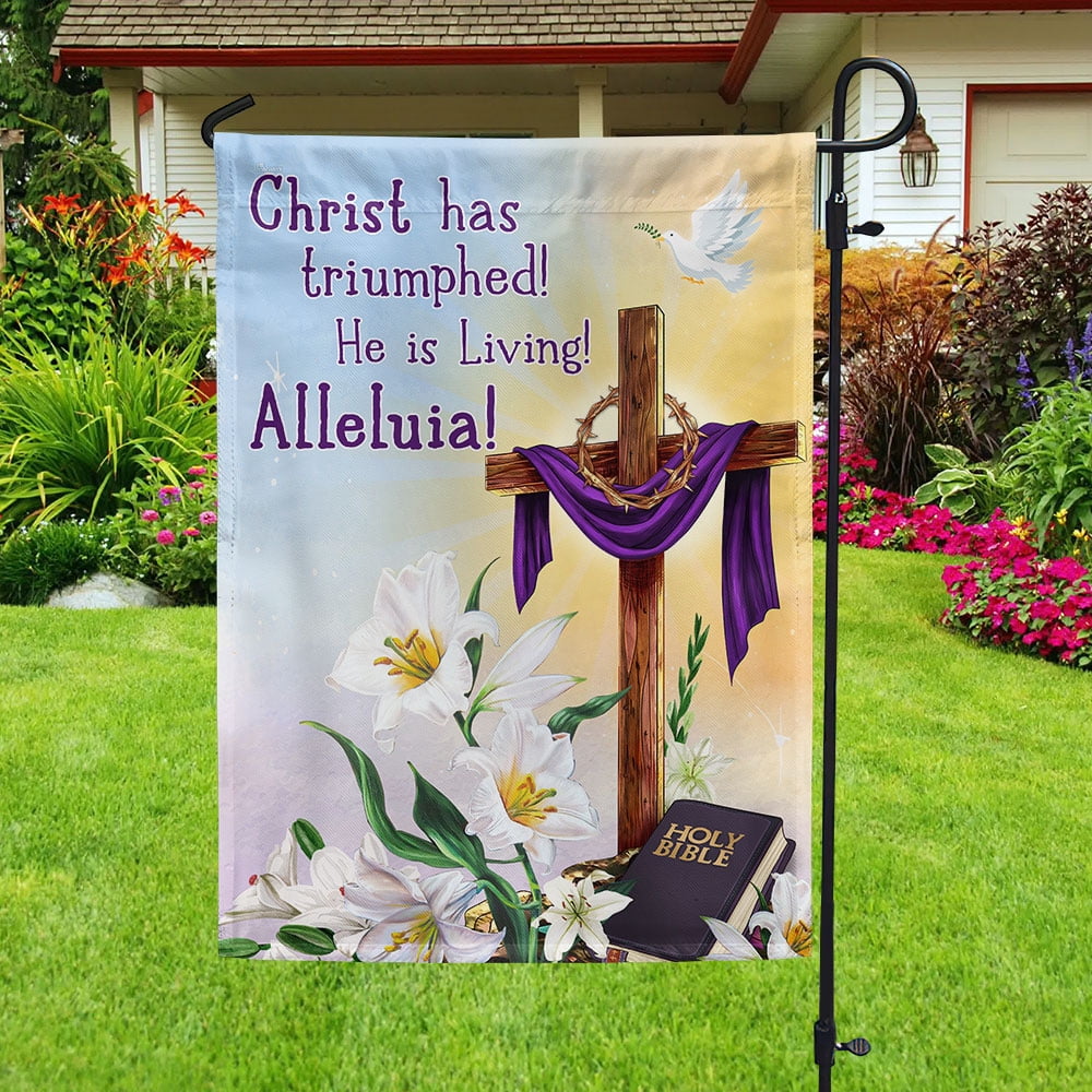 House Flag Easter Day Jesus Cross He Is Risen, Resurrection, 28x40 POLE ...