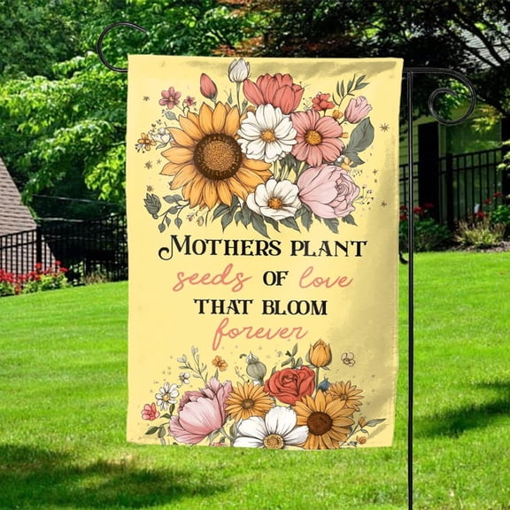 House Flag Floral Mama Vintage Flower Retro Mothers Day Grandma Porch Decoration, 28x40 POLE NOT INCLUDED