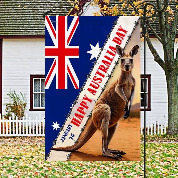 House Flag Happy Australia Day Kangaroo Australian, National Celebration, 28x40 POLE NOT INCLUDED