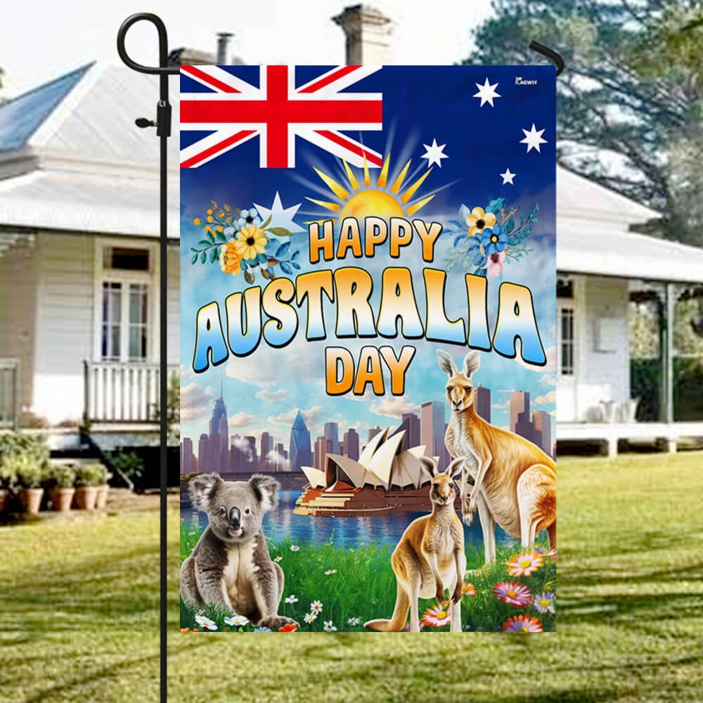 House Flag Happy Australia Day Koala and Kangaroo Australian, National ...