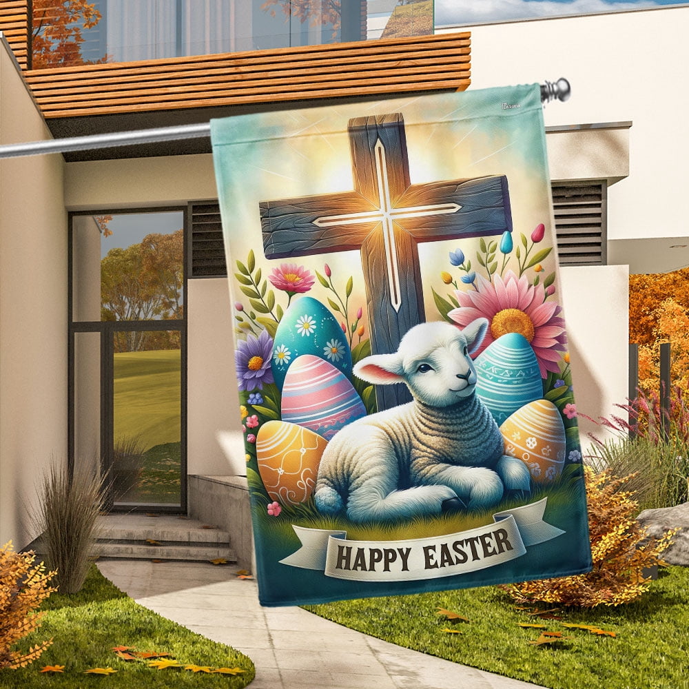 House Flag Happy Easter, Spring Holiday, 28x40 POLE NOT INCLUDED